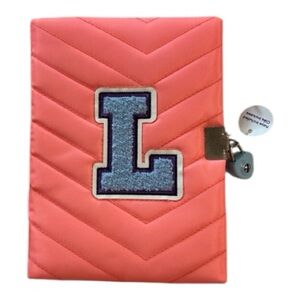 Personalized Lock Diary with letter L- with lock and keys from Claire’s. Orange